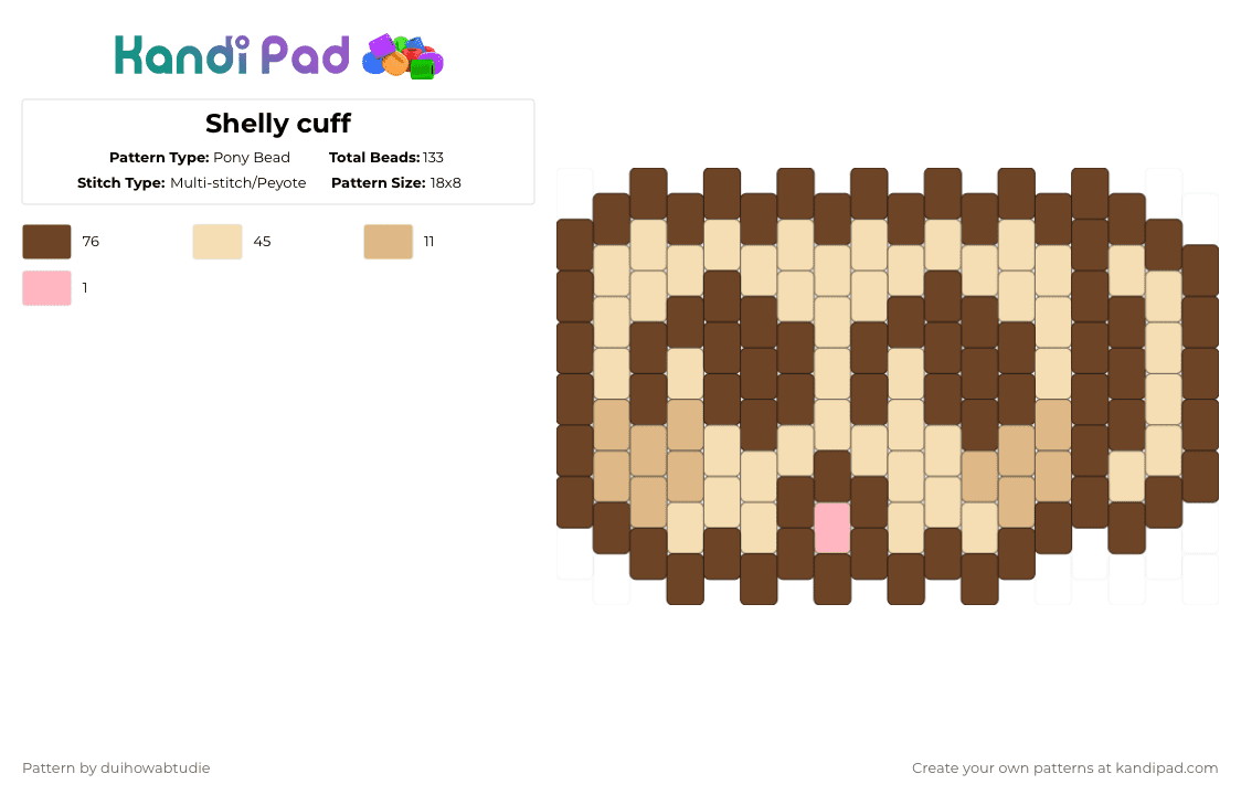 Shelly cuff - Pony Bead Pattern by duihowabtudie on Kandi Pad - brown,beige
