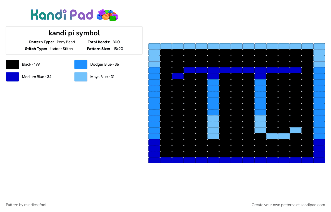 kandi pi symbol - Pony Bead Pattern by mindlessfool on Kandi Pad - black, blue, light blue, math, pi, purple