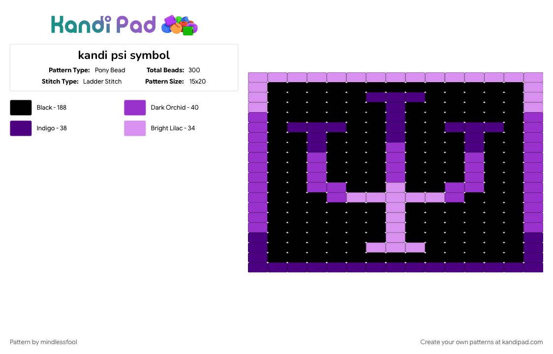 kandi psi symbol - Pony Bead Pattern by mindlessfool on Kandi Pad - black, greek, pink, psi, psychology, purple
