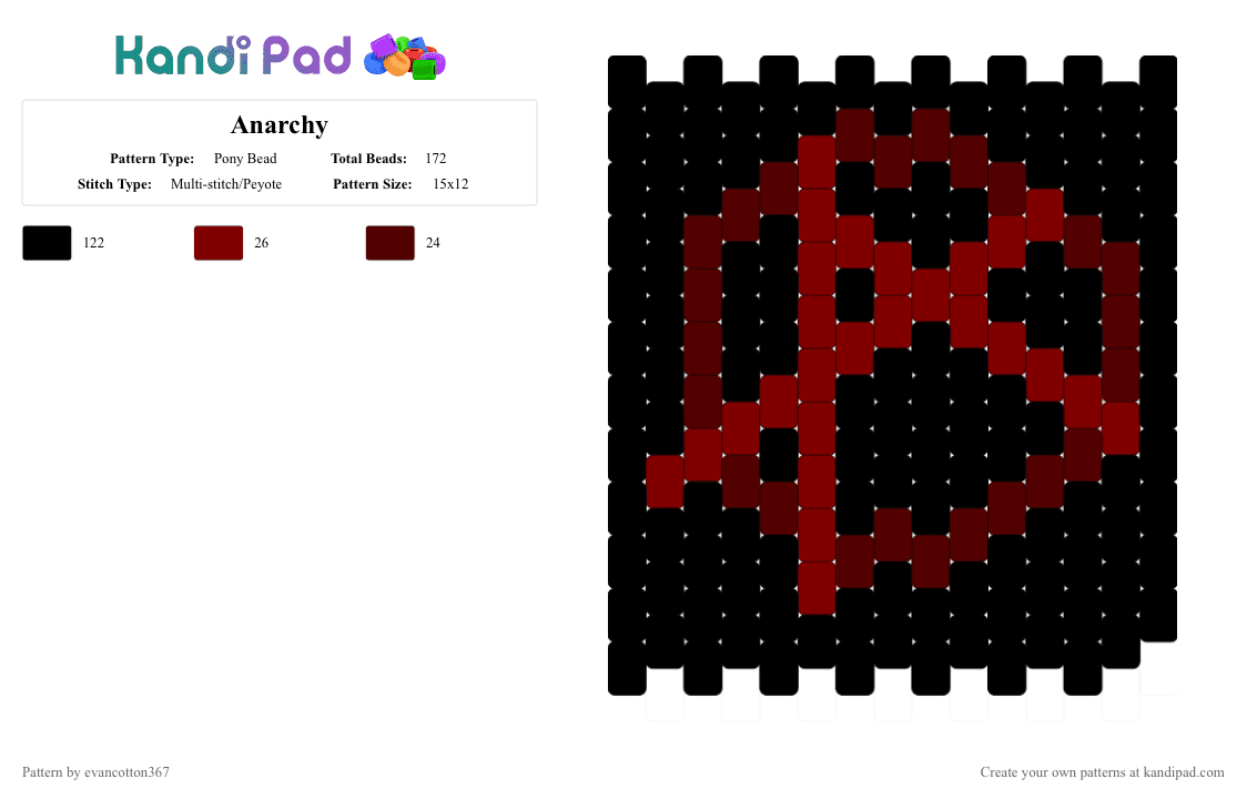 Anarchy - Pony Bead Pattern by evancotton367 on Kandi Pad - black, brown