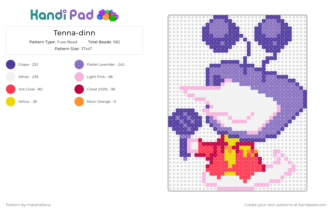 Tenna-dinn - Fuse Bead Pattern by marshallena on Kandi Pad - blue,purple,red,deltarune,tenna,floraddin,tenna deltarune