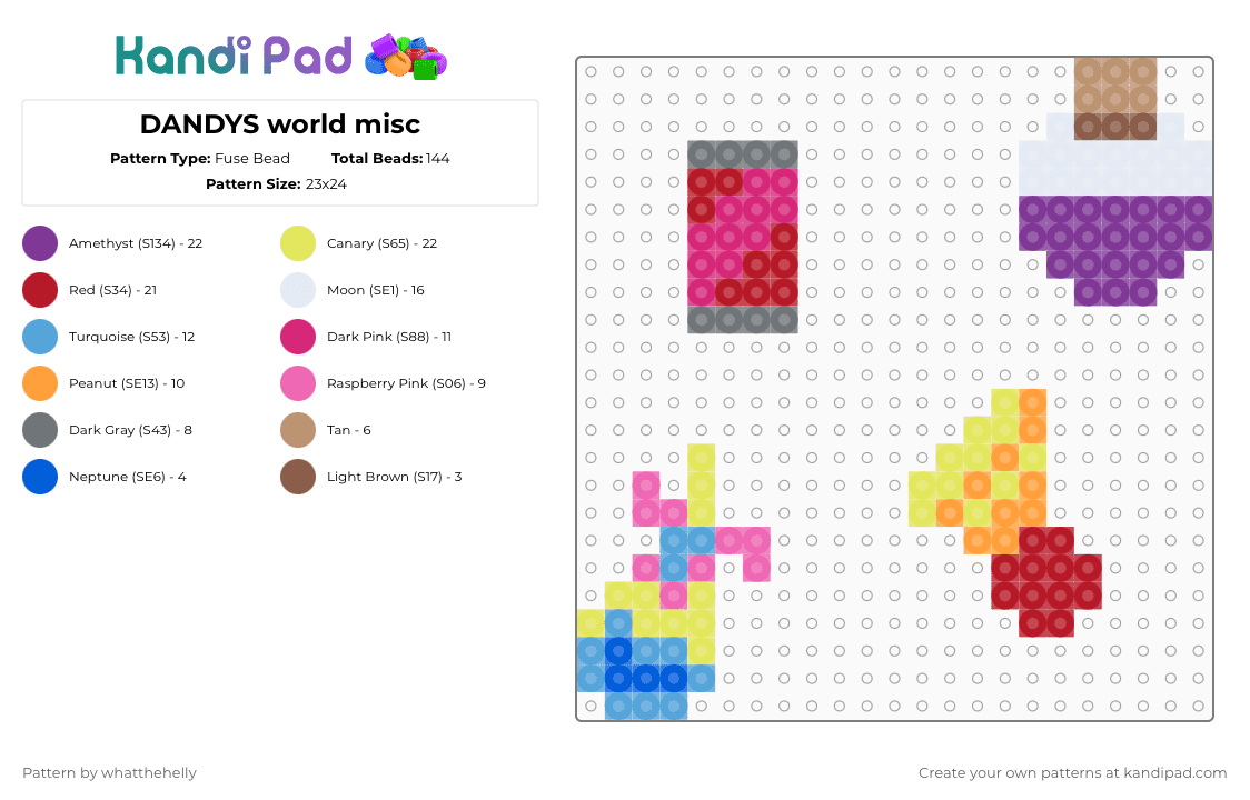 DANDYS world misc - Fuse Bead Pattern by whatthehelly on Kandi Pad - red,pink,yellow