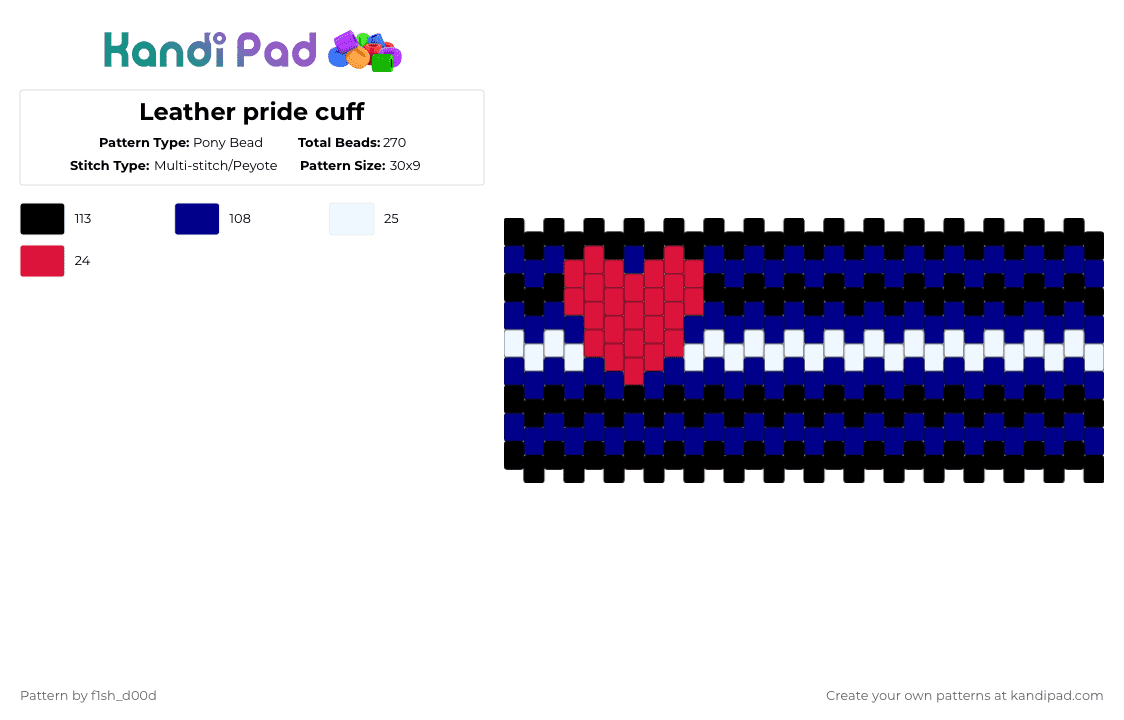 Leather pride cuff - Pony Bead Pattern by fleshfreak on Kandi Pad - cuff, leather pride, pride cuff, purple