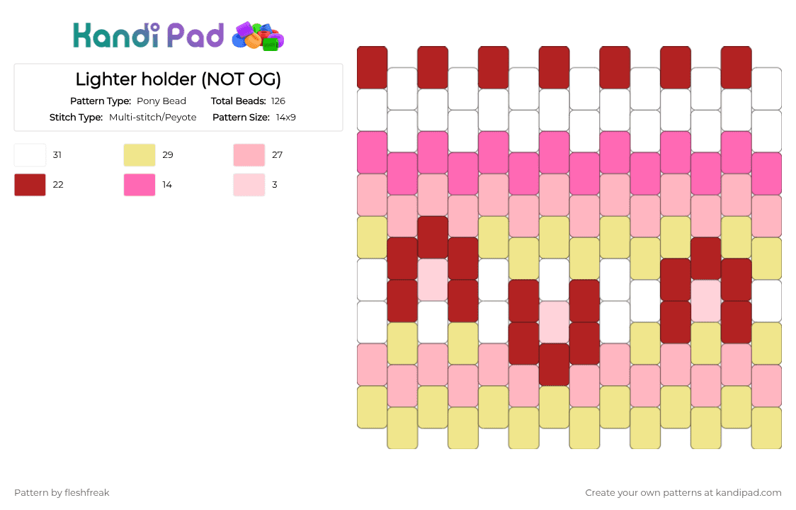 Lighter holder (NOT OG) - Pony Bead Pattern by fleshfreak on Kandi Pad - pink,lighter,cake,strawberry