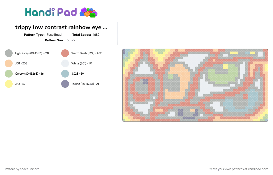 trippy low contrast rainbow eye pattern for wall - Fuse Bead Pattern by spaceunicorn on Kandi Pad - beige, cotdlowcontrast, eyes, rainbow, trippy