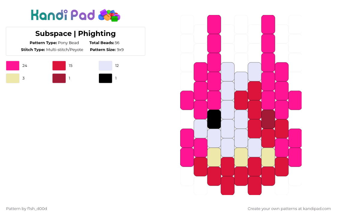 Subspace | Phighting - Pony Bead Pattern by fleshfreak on Kandi Pad - red,pink