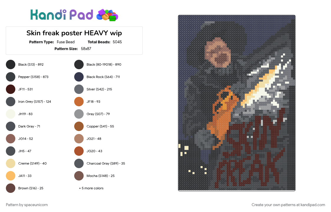 Skin freak poster - Fuse Bead Pattern by spaceunicorn on Kandi Pad - black, brown, game, gray, poster, purple, skinfreak