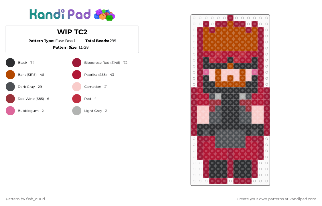 Annihilator | TC2 - Fuse Bead Pattern by fleshfreak on Kandi Pad - red,games,typical colors 2,annihilator,tc2