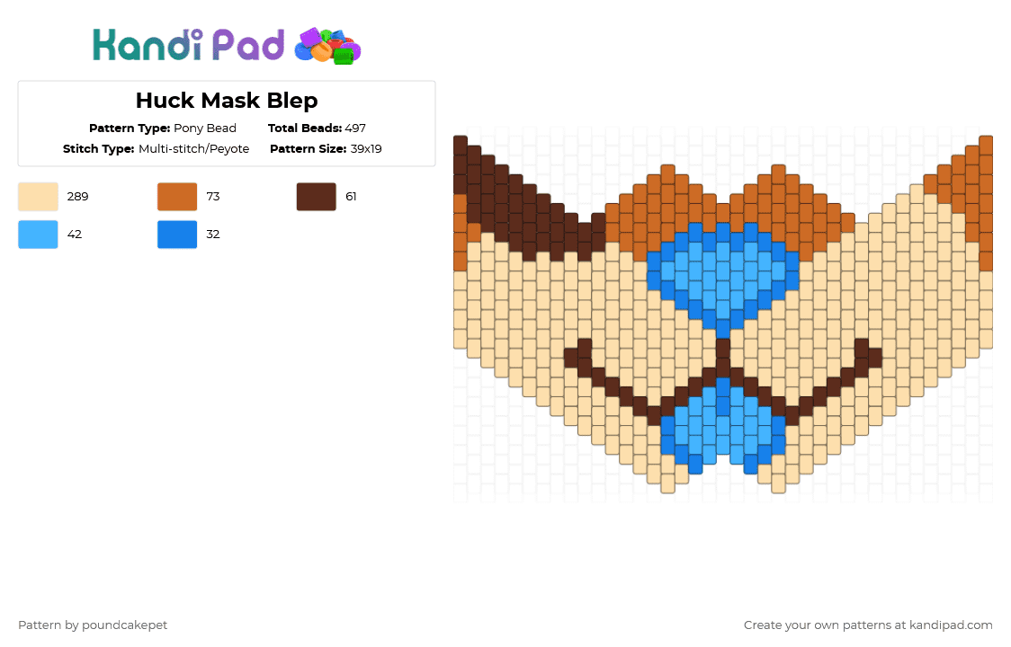 Huck Mask Blep - Pony Bead Pattern by poundcakepet on Kandi Pad - beige