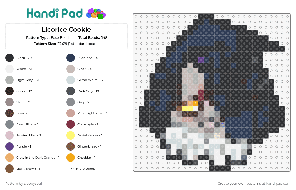 Licorice Cookie - Fuse Bead Pattern by sleepysoul on Kandi Pad - licorice cookie,cookie run,enchanting,detailed,animated,gaming,character