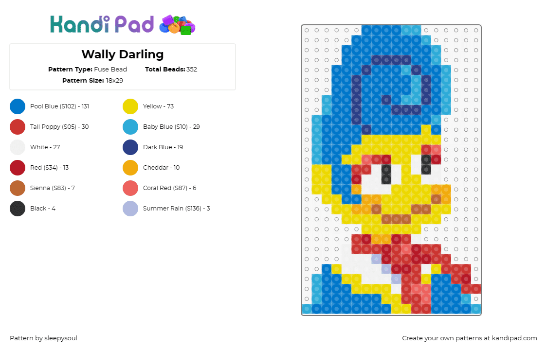 Wally Darling - Fuse Bead Pattern by sleepysoul on Kandi Pad - wally darling,welcome home,character,warmth,greeting,animation,figure