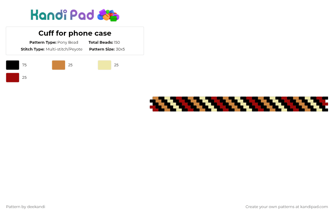 Cuff for phone case - Pony Bead Pattern by deekandi on Kandi Pad - orange,yellow,red