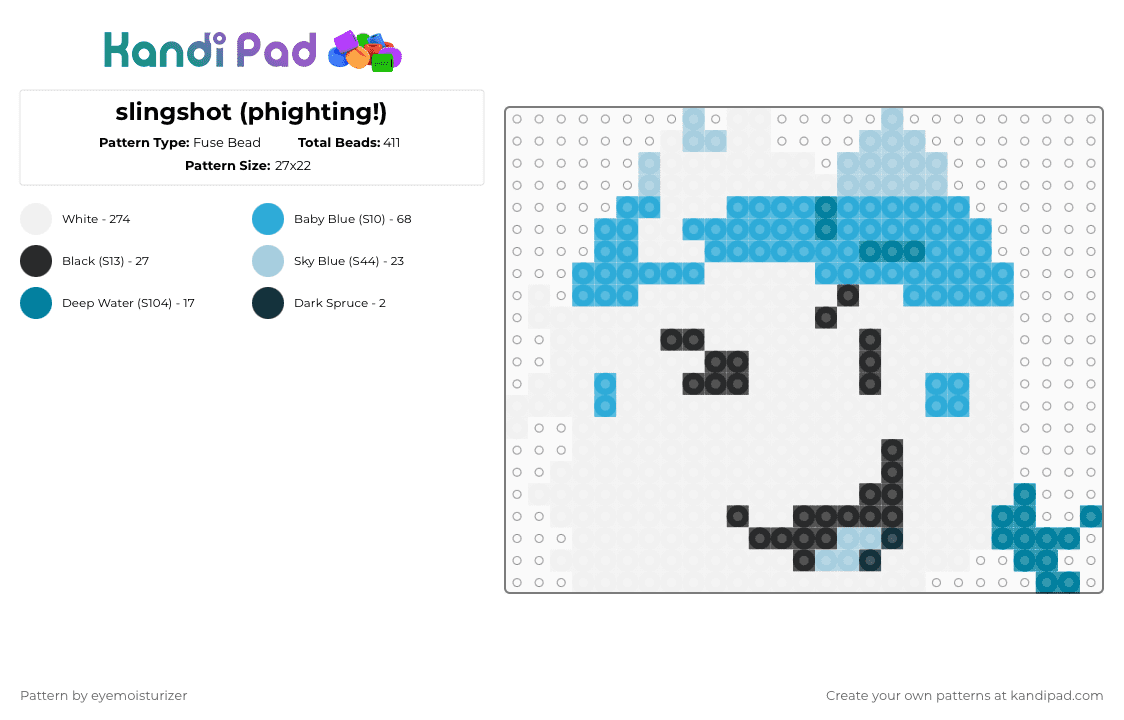 slingshot (phighting!) - Fuse Bead Pattern by eyemoisturizer on Kandi Pad - white,light blue,roblox,phighting,slingshot