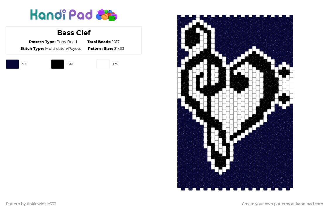 Bass Clef - Pony Bead Pattern by tinklewinkle333 on Kandi Pad - black,white