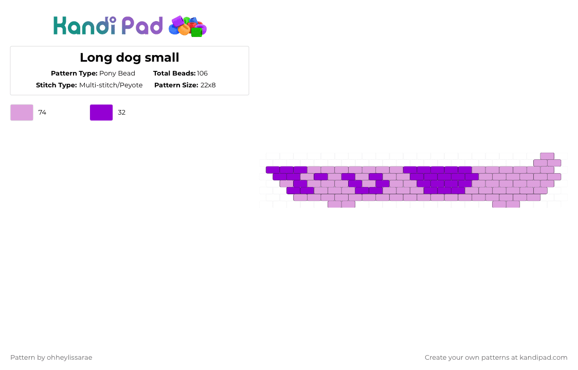Long dog small - Pony Bead Pattern by ohheylissarae on Kandi Pad - purple,pink