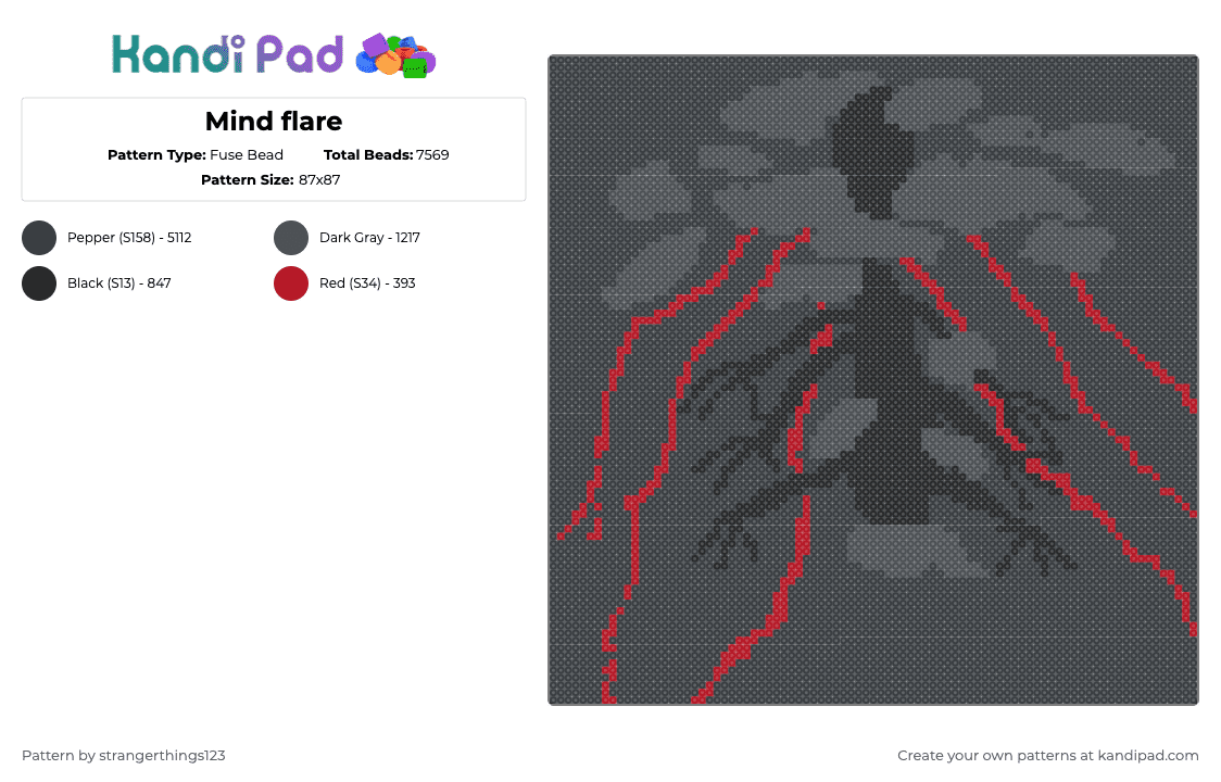 Mind flare - Fuse Bead Pattern by strangerthings123 on Kandi Pad - 