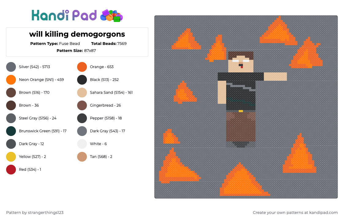 will killing demogorgons - Fuse Bead Pattern by strangerthings123 on Kandi Pad - 