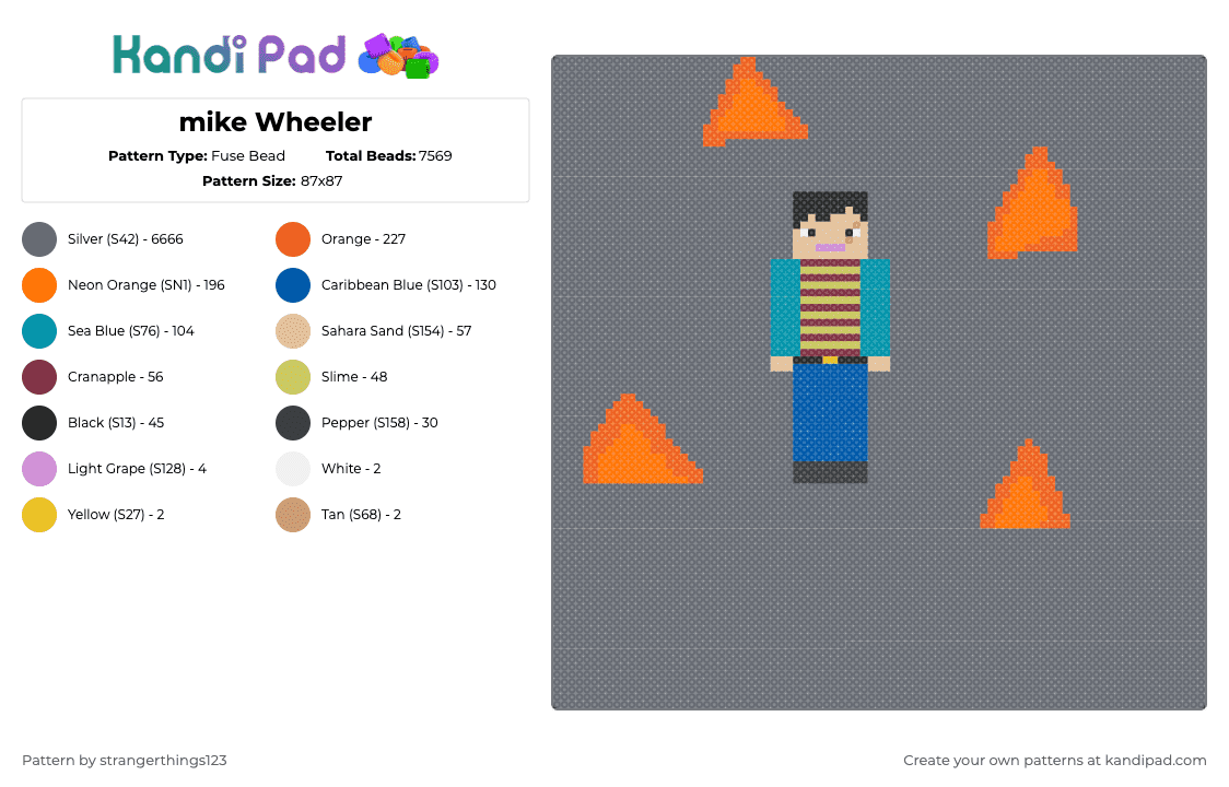 mike Wheeler - Fuse Bead Pattern by strangerthings123 on Kandi Pad - 