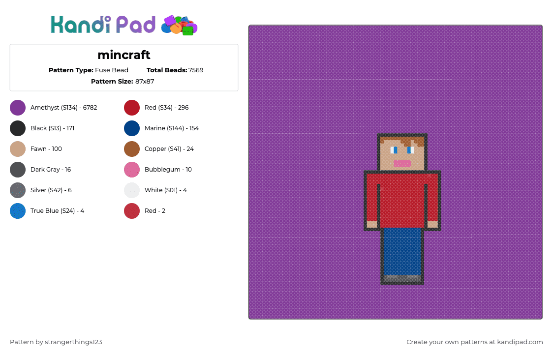 mincraft - Fuse Bead Pattern by strangerthings123 on Kandi Pad - 
