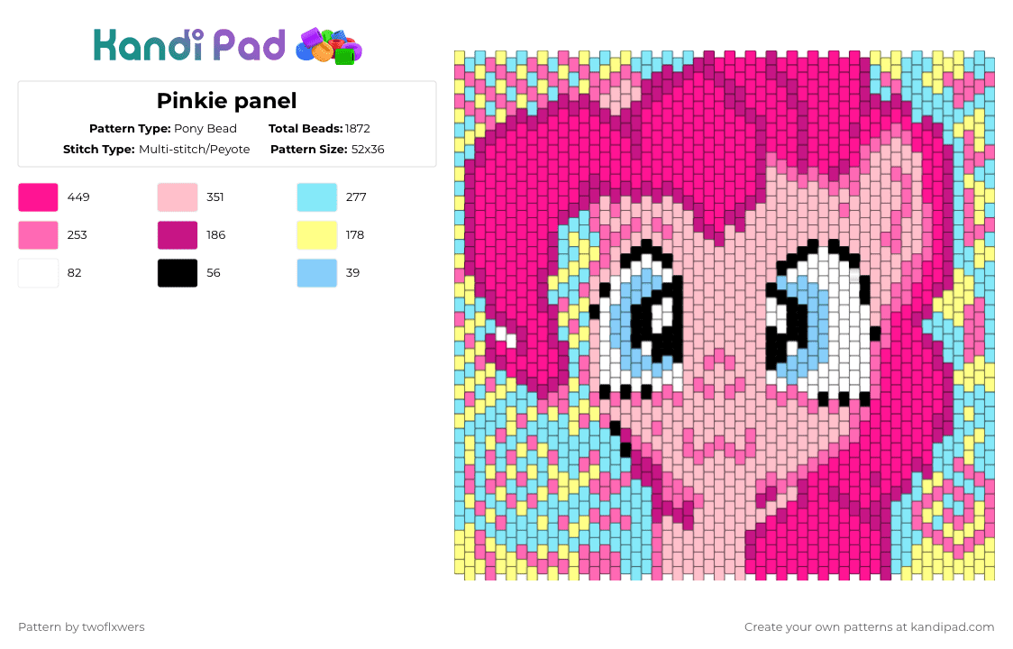 Pinkie panel - Pony Bead Pattern by twoflxwers on Kandi Pad - pink,pinkiepie,panel,fun