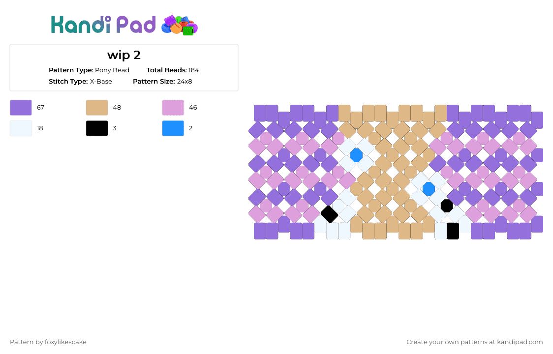 wip 2 - Pony Bead Pattern by foxylikescake on Kandi Pad - pink,beige,purple