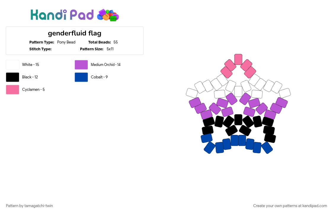 genderfluid flag - Pony Bead Pattern by tamagatchi-twin on Kandi Pad - blue, large, lgbt, pink, pride, star