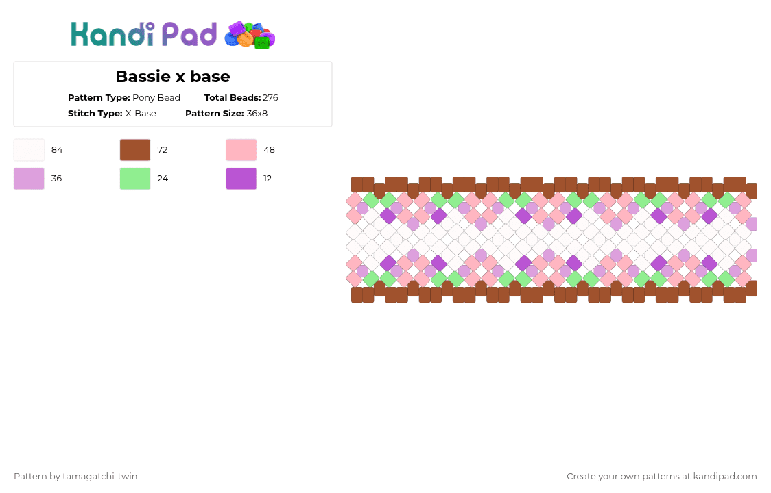 Bassie x base - Pony Bead Pattern by tamagatchi-twin on Kandi Pad - red,pink,dandys world,bassie,easter,pastel,rotator,x base