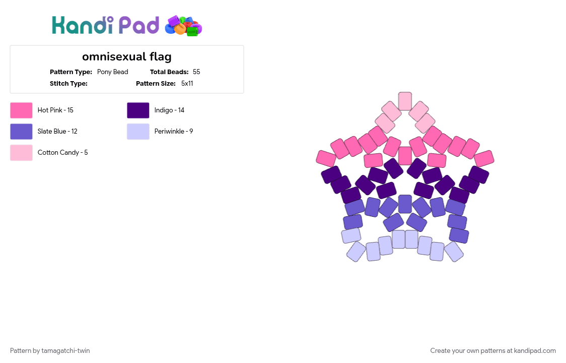 omnisexual flag - Pony Bead Pattern by tamagatchi-twin on Kandi Pad - large, lgbt, pink, pride, star
