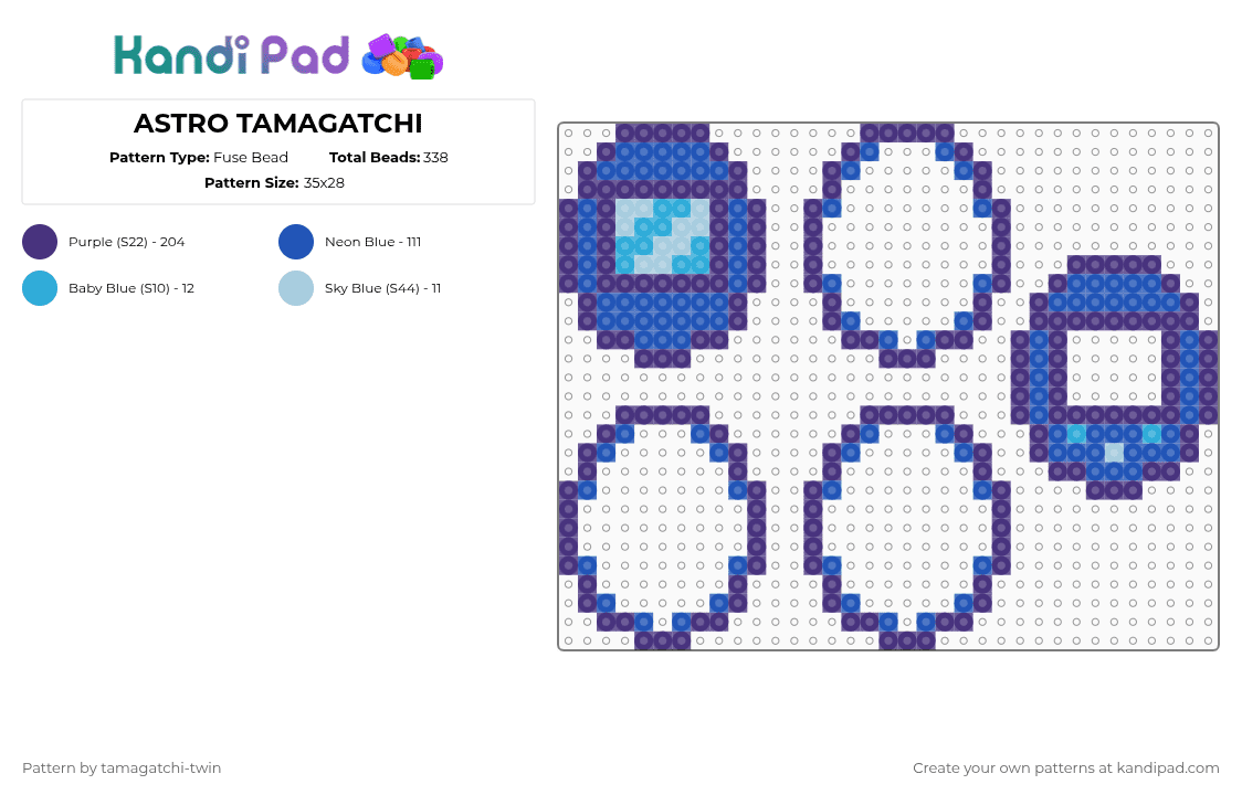 ASTRO TAMAGATCHI - Fuse Bead Pattern by tamagatchi-twin on Kandi Pad - purple,blue,astro,dandys world,tamagatchi