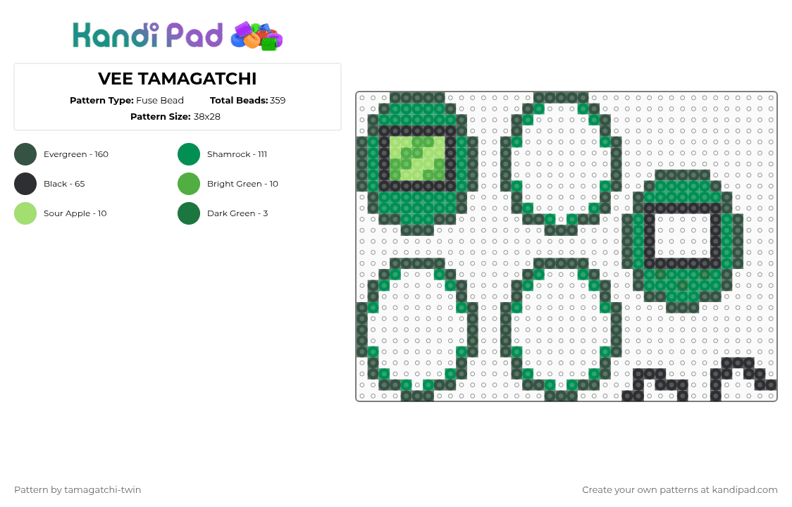 VEE TAMAGATCHI - Fuse Bead Pattern by tamagatchi-twin on Kandi Pad - gray,green,dnadys world,vee,tv,tamagatchi