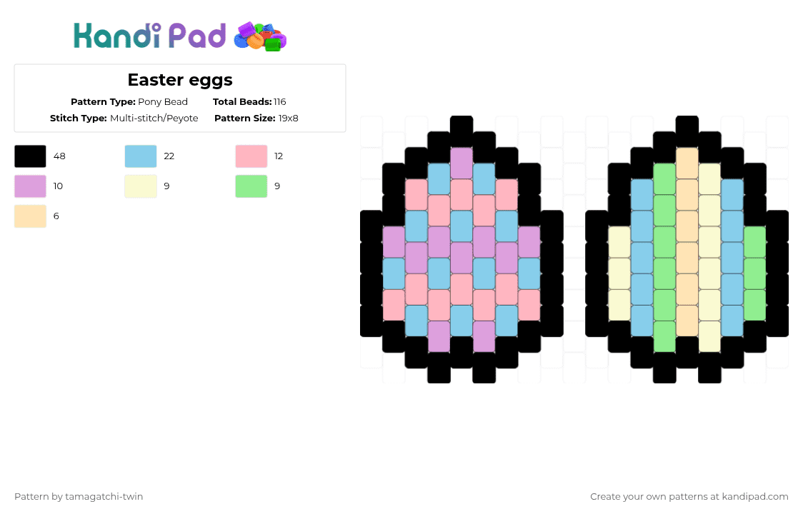 Easter eggs - Pony Bead Pattern by tamagatchi-twin on Kandi Pad - pink,light blue