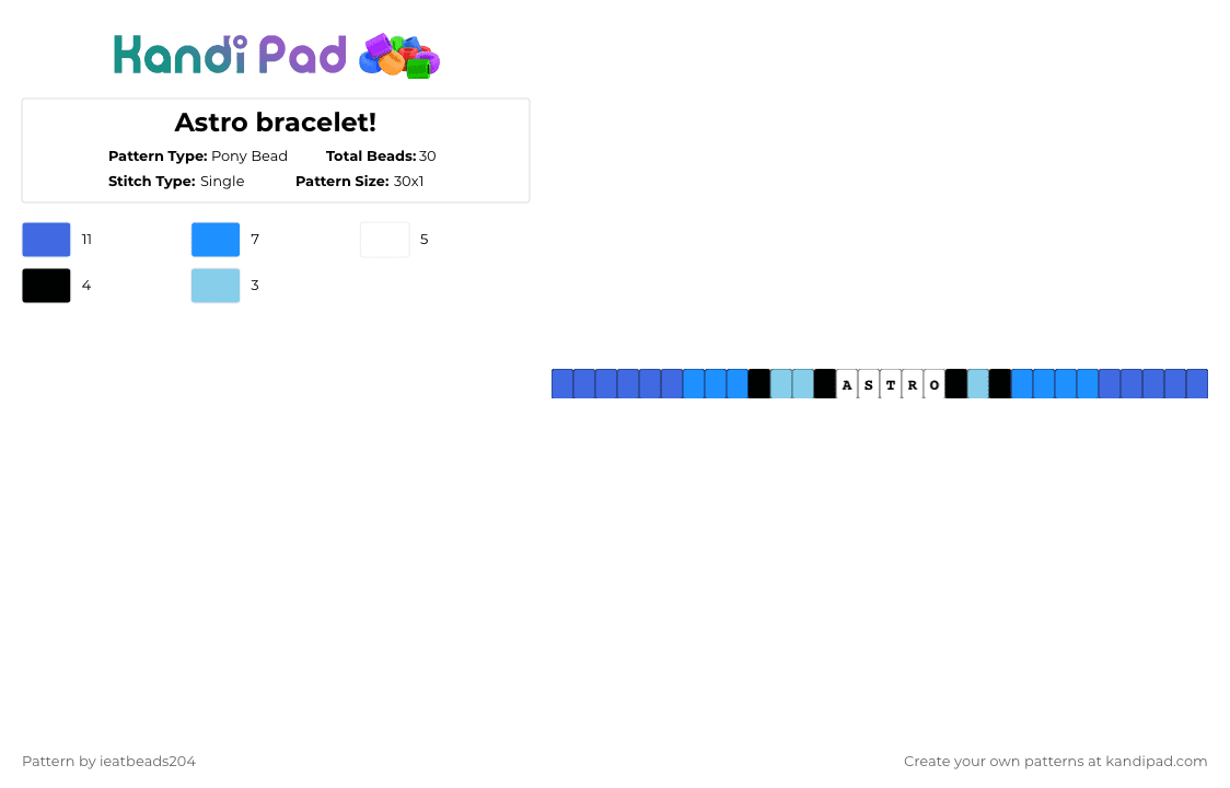 Astro bracelet! - Pony Bead Pattern by ieatbeads204 on Kandi Pad - light blue,blue