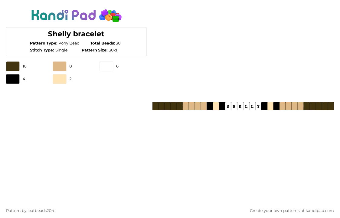 Shelly bracelet - Pony Bead Pattern by ieatbeads204 on Kandi Pad - brown,beige