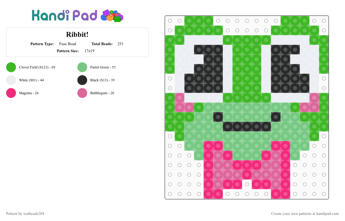 Ribbit! - Fuse Bead Pattern by ieatbeads204 on Kandi Pad - green,tadc