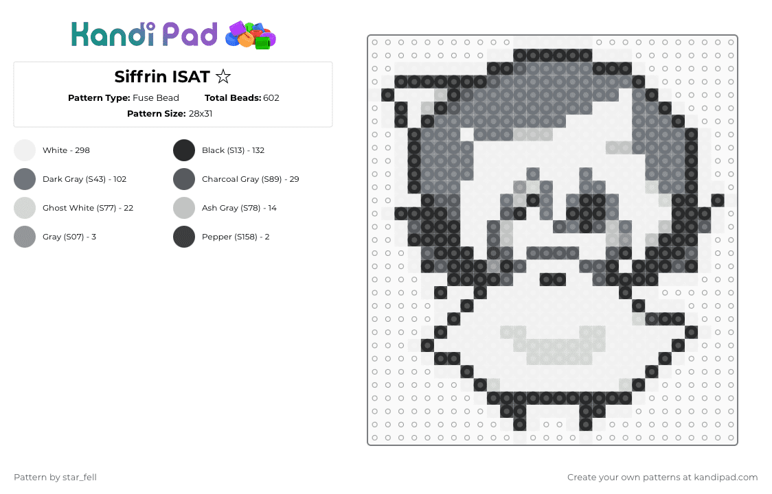 Siffrin ISAT ☆ - Fuse Bead Pattern by star_fell on Kandi Pad - white,gray,isat,siffrin,in stars and time