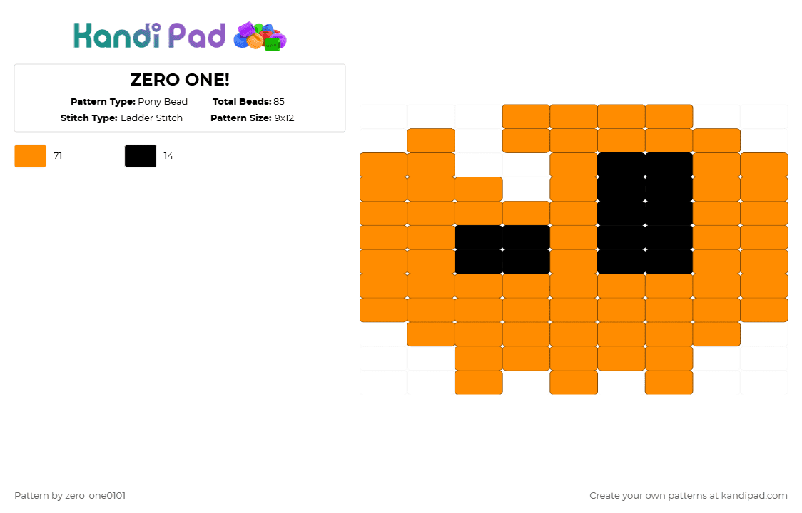 Play Pattern Zero ZERO ONE! Pony Bead Pattern - Kandi Pad | Kandi Patterns, Fuse Bead ...