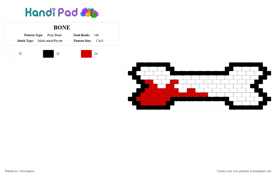 BONE - Pony Bead Pattern by velociraptor on Kandi Pad - white