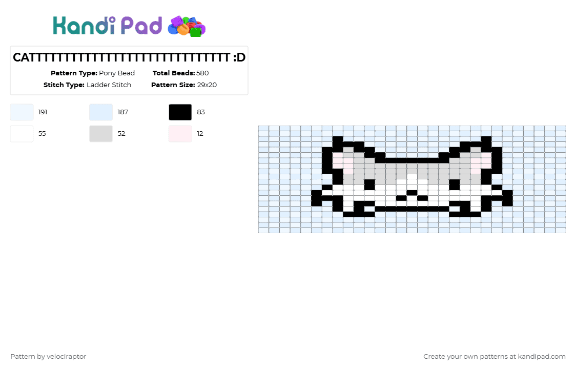 CATTTTTTTTTTTTTTTTTTTTTTTTTTTTT :D - Pony Bead Pattern by velociraptor on Kandi Pad - blue, cat, cats, cattttttt, kitty, white