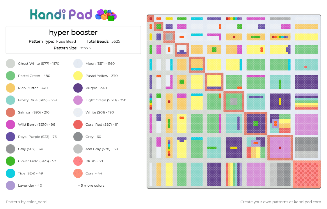 hyper booster - Fuse Bead Pattern by color_nerd on Kandi Pad - white,pink,light blue,purple,colorful,numberblocks