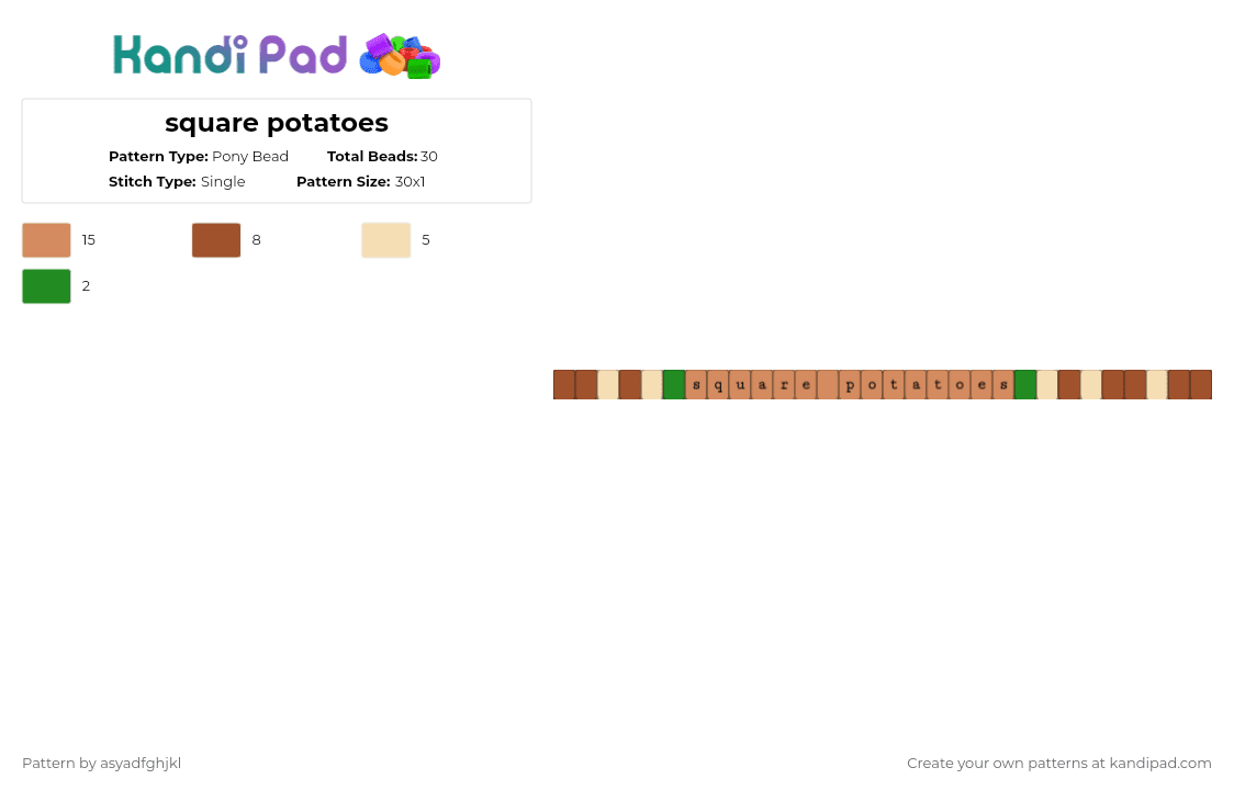 square potatoes - Pony Bead Pattern by color_nerd on Kandi Pad - orange,red