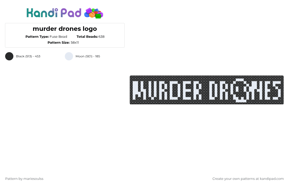 murder drones logo - Fuse Bead Pattern by mariesoulss on Kandi Pad - white,black,murder drones,glitch