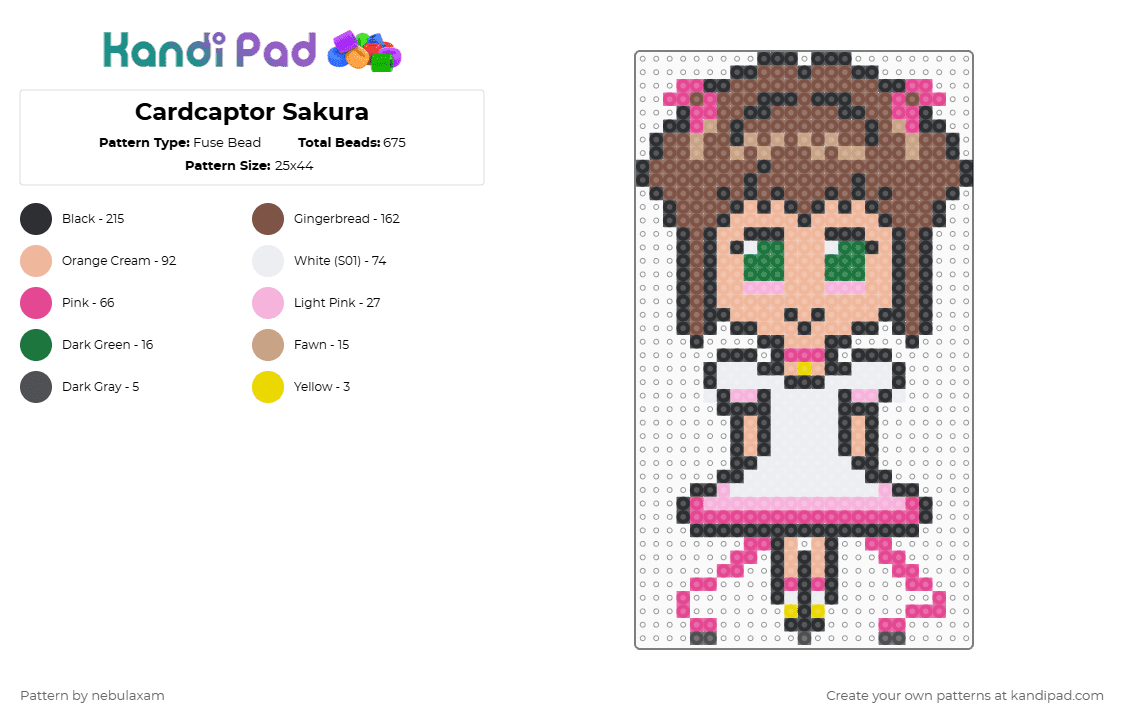 Cardcaptor Sakura - Fuse Bead Pattern by nebulaxam on Kandi Pad - pink,tan,beige