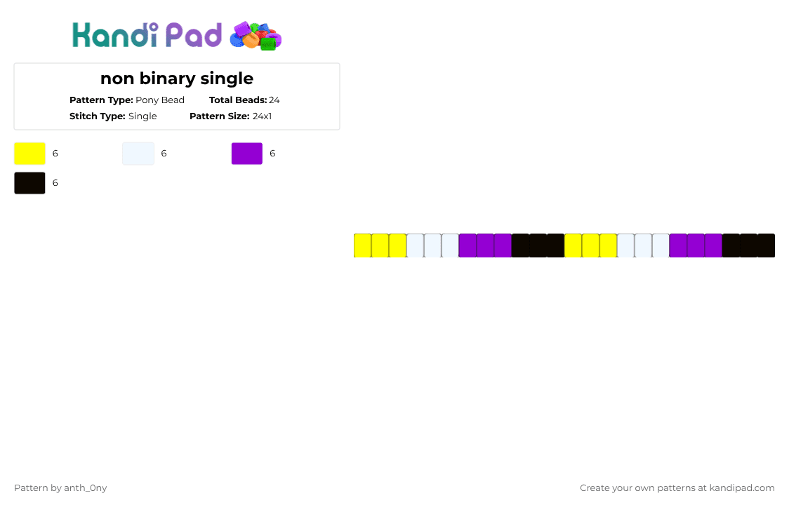non binary single - Pony Bead Pattern by anth_0ny on Kandi Pad - yellow,purple