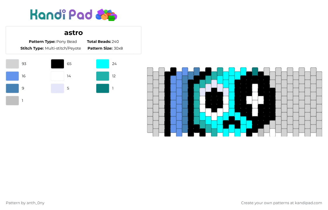 astro - Pony Bead Pattern by anth_0ny on Kandi Pad - white,light blue