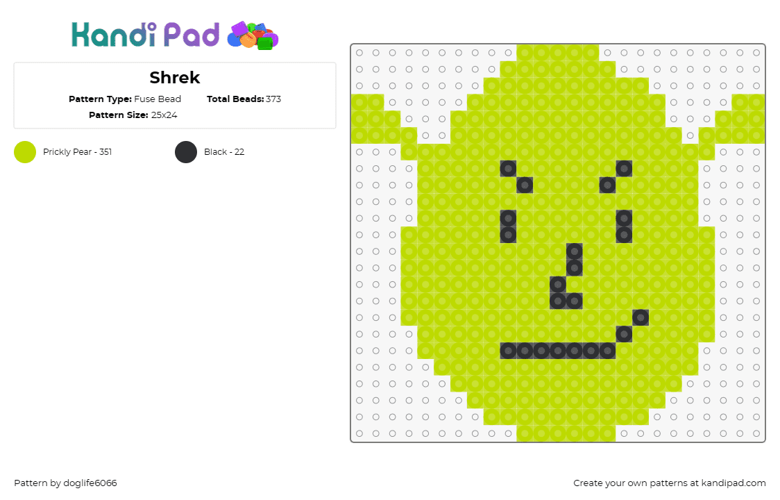 Shrek - Fuse Bead Pattern by doglife6066 on Kandi Pad - shrek,movies,dreamworks,ogre,movies