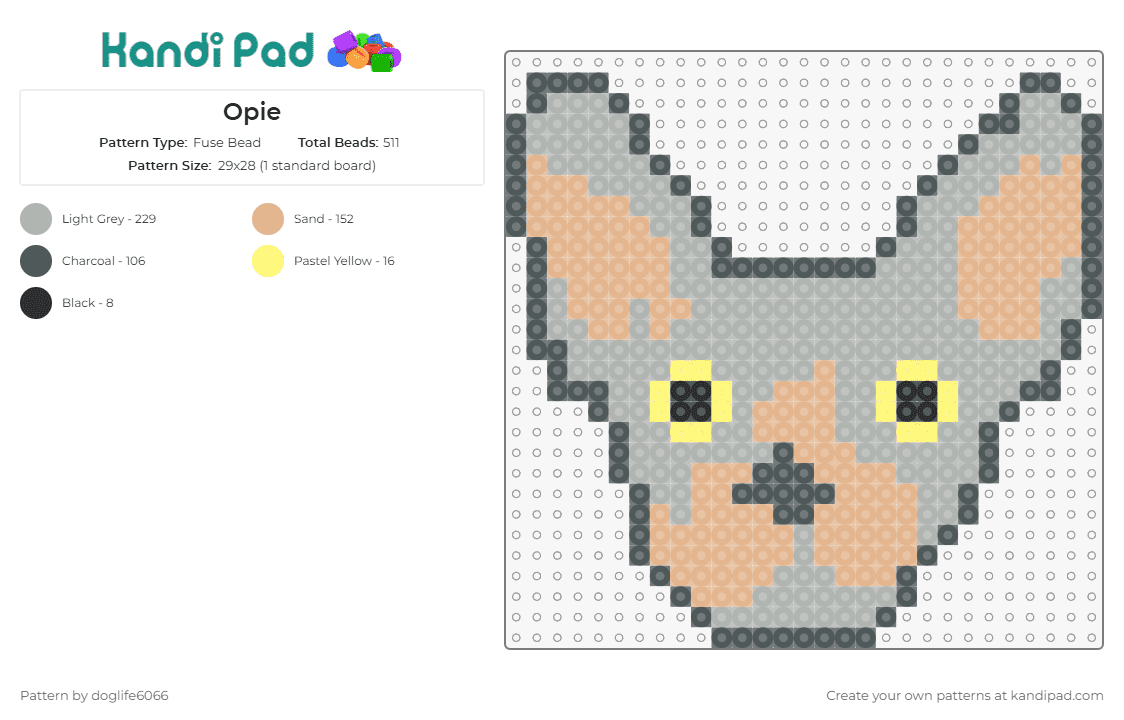 Opie - Fuse Bead Pattern by doglife6066 on Kandi Pad - dogs,animals