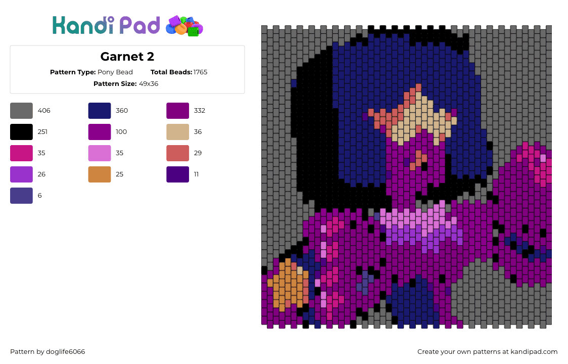 Garnet 2 - Pony Bead Pattern by regansroom on Kandi Pad - 