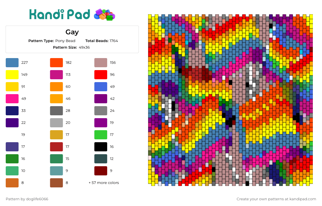 Gay - Pony Bead Pattern by doglife6066 on Kandi Pad - gay,pride,flags,rainbow,lgbt,love,peace,acceptance,equality,community
