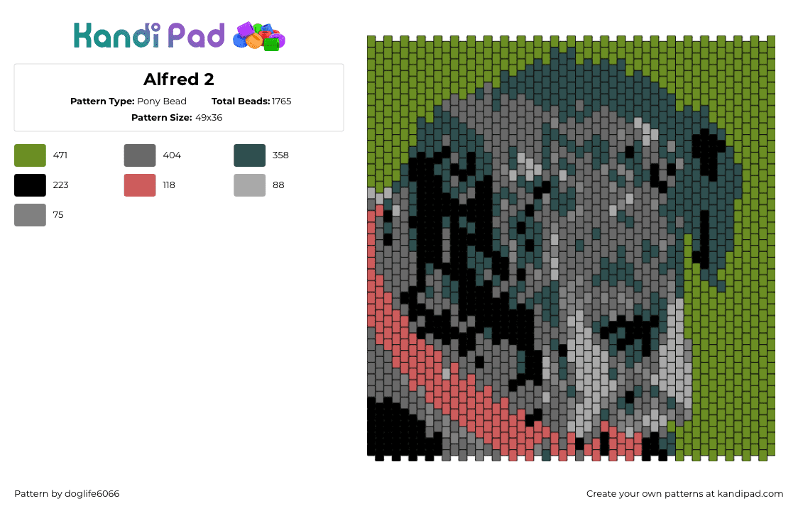 Alfred 2 - Pony Bead Pattern by regansroom on Kandi Pad - 