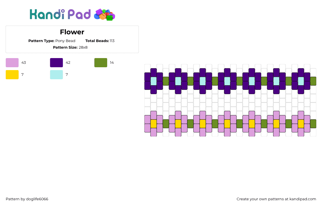 Flower - Pony Bead Pattern by regansroom on Kandi Pad - 